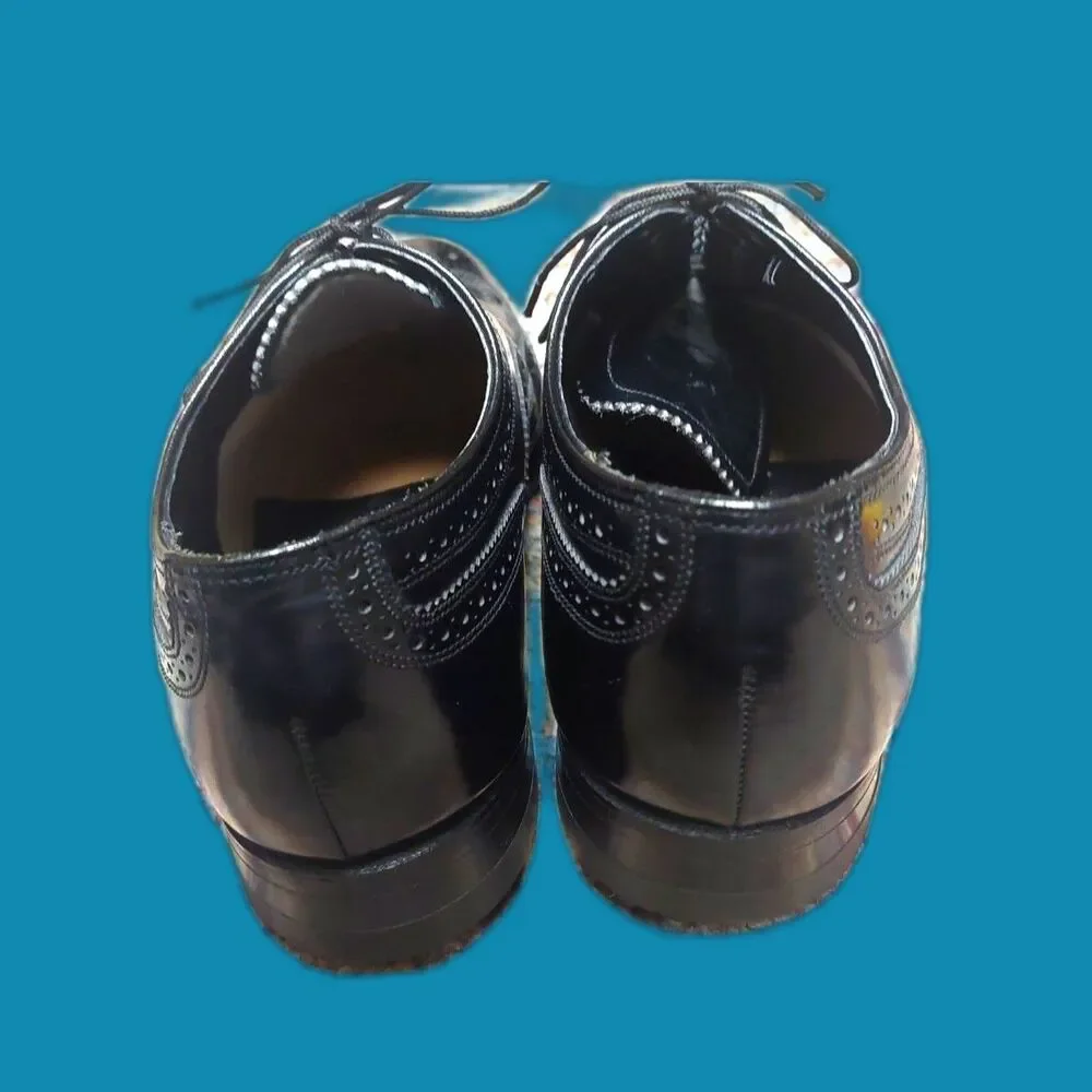 Vintage Florsheim Lexington Wingtip Oxford Shoes Men’s 8 3E Black Brogue